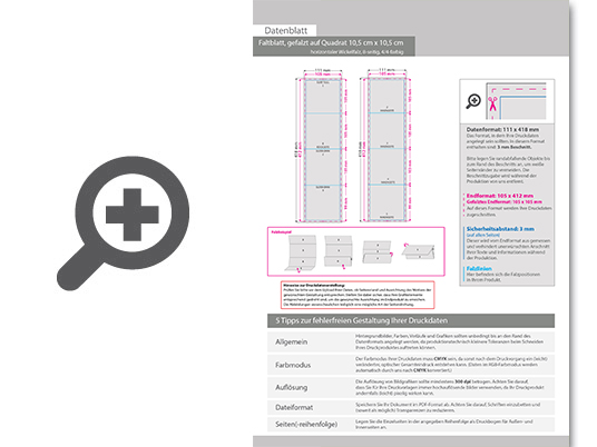 Product Bild faltblatt__gefalzt_auf_quadrat_10_5_cm_x_10_5_cm__horizontaler_wickelfalz__8-seitig